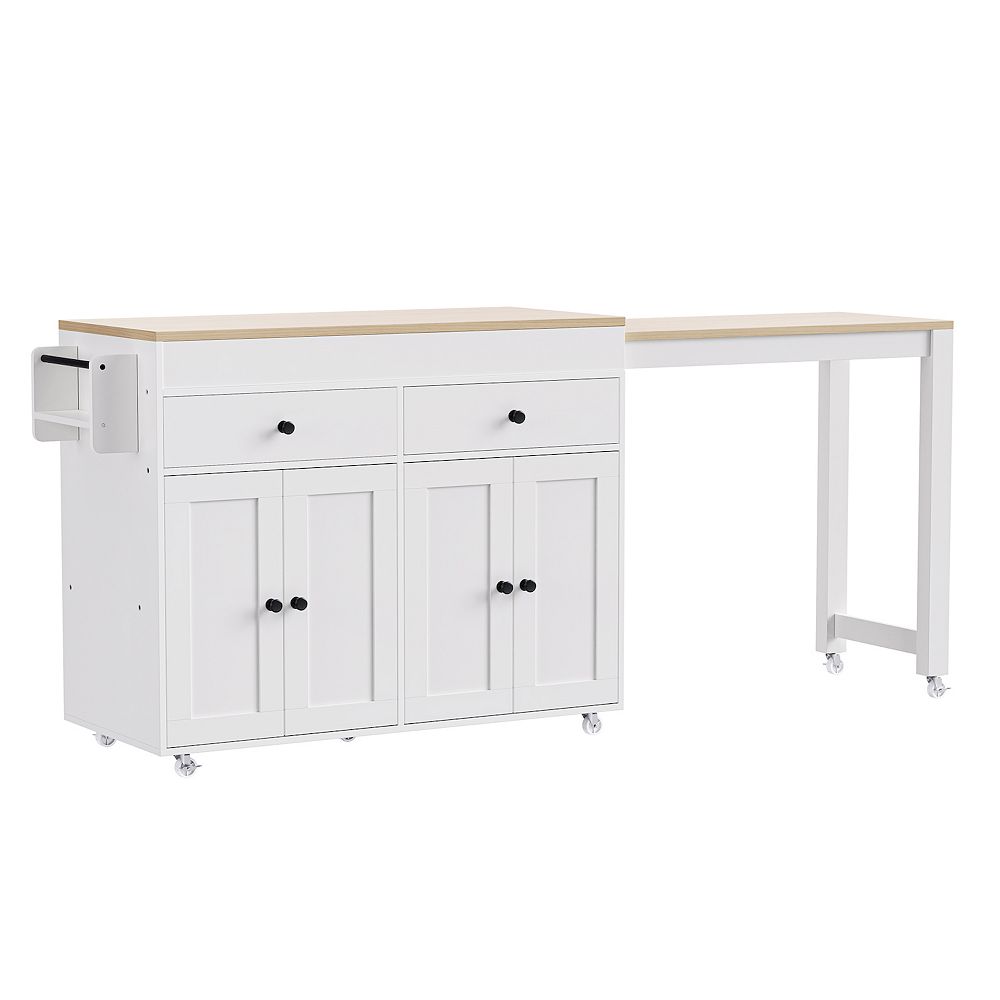 Merax Kitchen Island with Extendable Dining Table , Rolling Kitchen ...