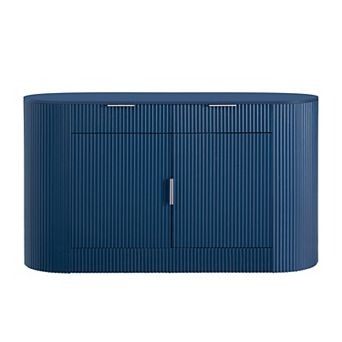 Merax Modern Storage Cabinet, Stripe MDF Sideboard with Aluminum Handles