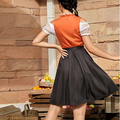 Women's Cosplay Party Costumes Set 3 Pieces Square Neck Bavarian Oktoberfest Dirndl Dress