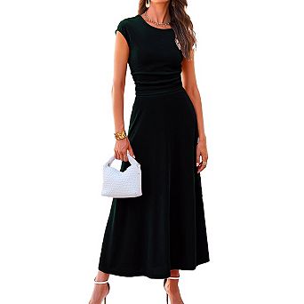 Women's Summer Knit Short Sleeve Top And Casual High Waist Midi Skirt Set