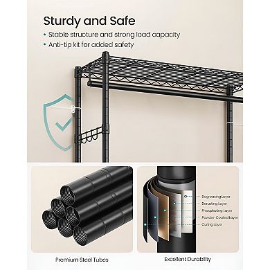 Adjustable Double-Rail Wardrobe Rack with Shelves for Bedroom or Closet Storage