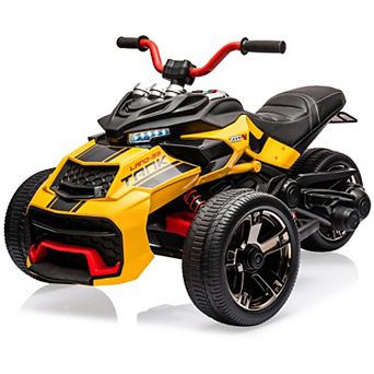 12V Kids Ride On Truck Car, 3-Wheel Electric Vehicle w/Dual Motors, Remote, 7MPH, Music, LED Lights