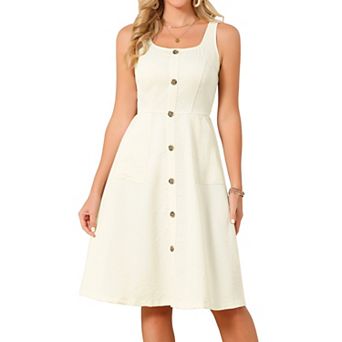 Women's Summer Dress Casual Square Neck Flattering A-Line Tank Sundress Beach Midi Dresses
