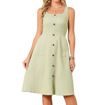 Women's Summer Dress Casual Square Neck Flattering A-Line Tank Sundress Beach Midi Dresses