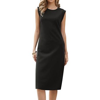 Midi Dress for Women's Summer Sleeveless Round Neck Casual Split A Line Dresses