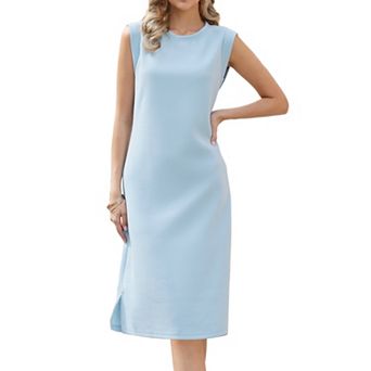 Midi Dress for Women's Summer Sleeveless Round Neck Casual Split A Line Dresses