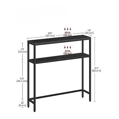 Slim Console Table for Entryway, Hallway, or Behind Sofa with Two Shelves - Charcoal Grey