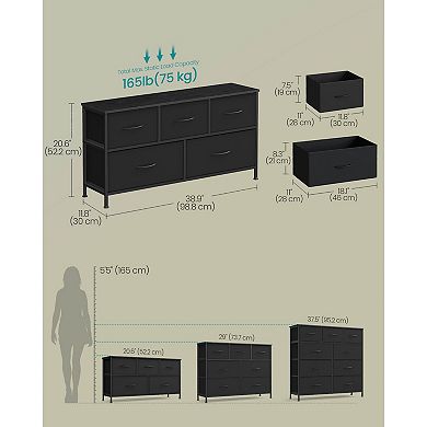 Modern Storage Dresser with Drawers, Steel Frame, and Adjustable Feet