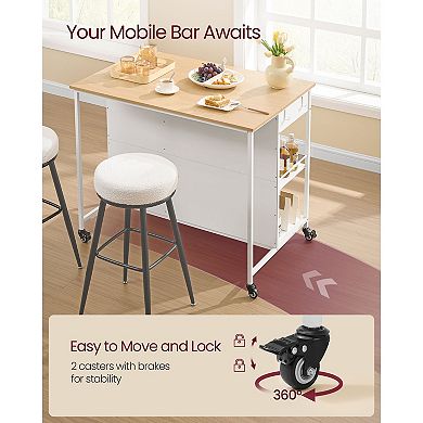 Kitchen Island Cart with Wheels, Large Work Surface and Ample Storage, Oak Beige and Matte White