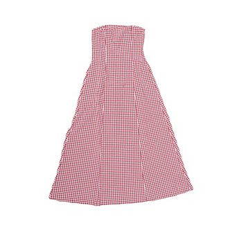 Women's Gingham Strapless Maxi Dress Casual Sleeveless Off Shoulder Smocked Beach Long Sundress