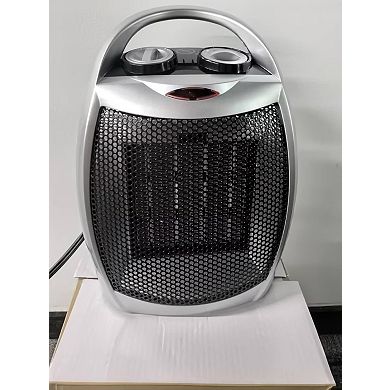 Portable Electric Space Heater 1500W 750W Desk Heater Fan Safe Quiet Silver/Black