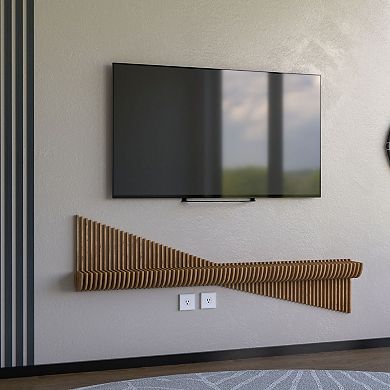 Parametric Floating Shelf TV Unit Modern Geometric Wooden Wall Piece Decor, Gaming Room Shelf