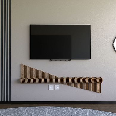 Parametric Floating Shelf TV Unit Modern Geometric Wooden Wall Piece Decor, Gaming Room Shelf