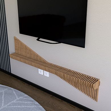 Parametric Floating Shelf TV Unit Modern Geometric Wooden Wall Piece Decor, Gaming Room Shelf