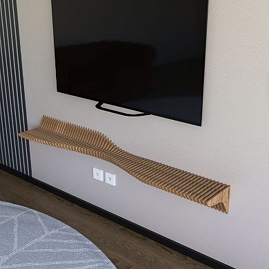 Parametric Floating Shelf TV Unit Modern Geometric Wooden Wall Decor, 3D Wavy Living Room Shelf