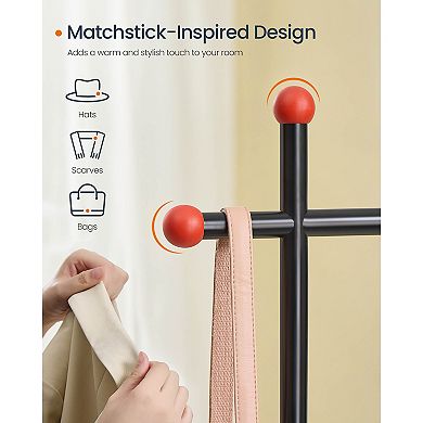 Double-Rod Rolling Garment Rack with Shelf for Bedroom or Closet Storage - Ink Black