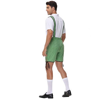 Men's 2-Piece Oktoberfest Set: Short Sleeve Shirt + Embroidered Suspenders Shorts