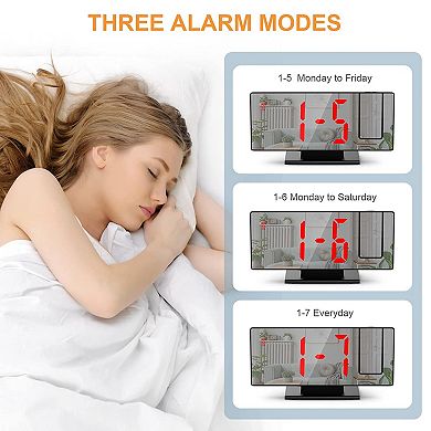 Dimmable LED Alarm Clock, 4-Level Brightness, Projectable, Snooze Function, 7.3"x1.9"x3.0"