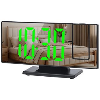 Dimmable LED Alarm Clock, 4-Level Brightness, Projectable, Snooze Function, 7.3"x1.9"x3.0"