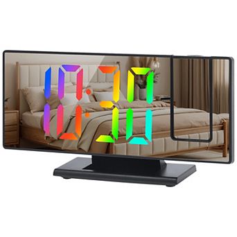 Dimmable LED Alarm Clock, 4-Level Brightness, Projectable, Snooze Function, 7.3"x1.9"x3.0"