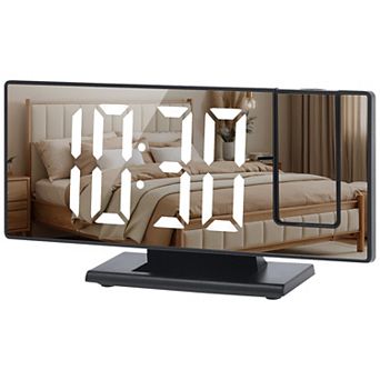 Dimmable LED Alarm Clock, 4-Level Brightness, Projectable, Snooze Function, 7.3"x1.9"x3.0"