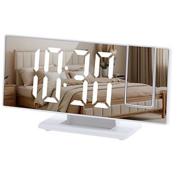 Dimmable LED Alarm Clock, 4-Level Brightness, Projectable, Snooze Function, 7.3"x1.9"x3.0"