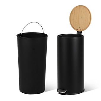 8 Gallon Stainless Steel Round Step Trash Can with Soft-Close Lid​