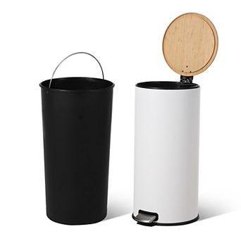 8 Gallon Stainless Steel Round Step Trash Can with Soft-Close Lid​