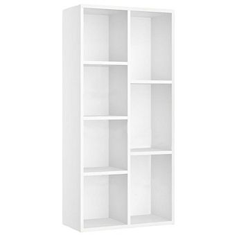 7-Compartment Bookshelf for Living Room or Home Office with Open Storage Shelves - White
