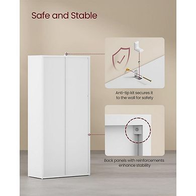 7-Compartment Bookshelf for Living Room or Home Office with Open Storage Shelves - White