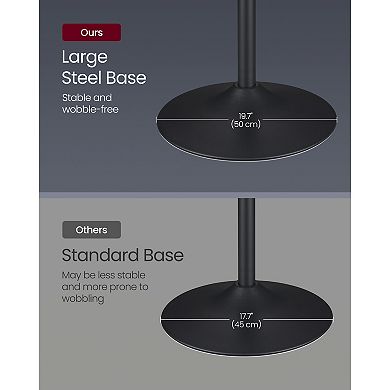 Contemporary Bar Table with RGB Lighting, Ripple Glass Top, Ink Black