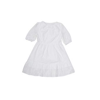 Women's Eyelet Dress Summer Casual Tie V Neck Half Sleeve A Line Lace Tiered Flowy Beach Mini Dress