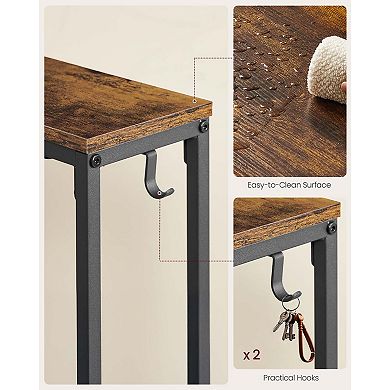 Slim Console Tables for Hallway or Behind Sofa with Outlets, USB Ports, and Cable Hooks (2-Pieces)