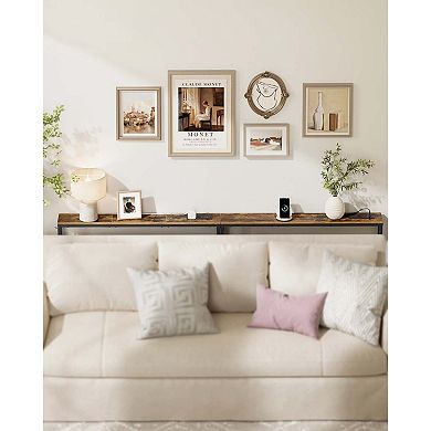 Slim Console Tables for Hallway or Behind Sofa with Outlets, USB Ports, and Cable Hooks (2-Pieces)