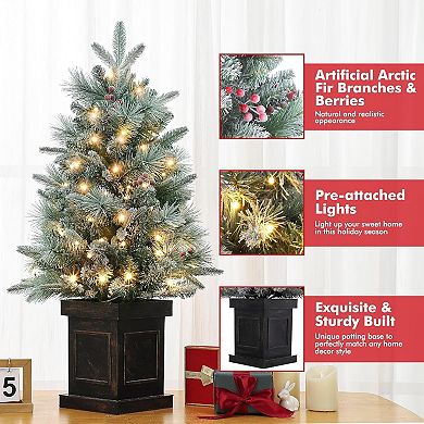 3FT Pre-Lit Xmas Tree - 78 Battery LEDs, Potted Base