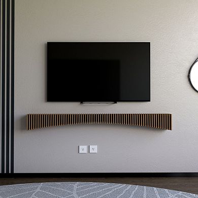Parametric Modern Geometric Wooden Floating Shelf TV Unit, Wall Piece Décor