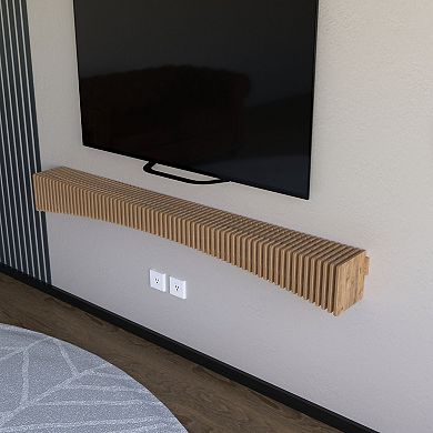 Parametric Modern Geometric Wooden Floating Shelf TV Unit, Wall Piece Décor