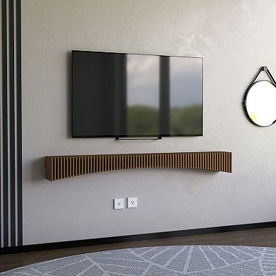 Parametric Modern Geometric Wooden Floating Shelf TV Unit, Wall Piece Décor