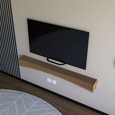 Parametric Modern Geometric Wooden Floating Shelf TV Unit, Wall Piece Décor