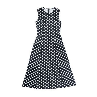 Women's Polka Dots Dress Summer Tank Sleeveless Sundress Vintage Crewneck Elegant Long Dresses