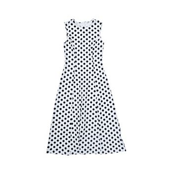 Women's Polka Dots Dress Summer Tank Sleeveless Sundress Vintage Crewneck Elegant Long Dresses