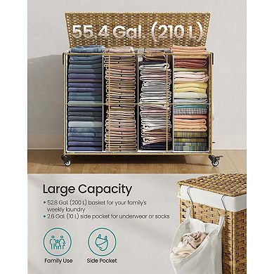 Rolling Laundry Hamper with Basket and Wheels Convenient and Spacious