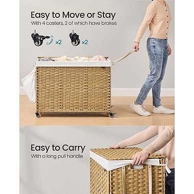 Rolling Laundry Hamper with Basket and Wheels Convenient and Spacious