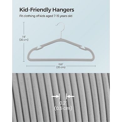 Kids Clothing Velvet Hangers with Swivel Hooks and Space-Saving Shape Set of 50