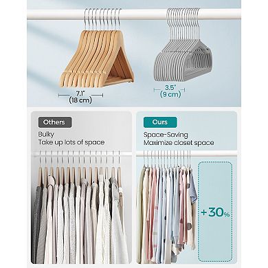 Kids Clothing Velvet Hangers with Swivel Hooks and Space-Saving Shape Set of 50