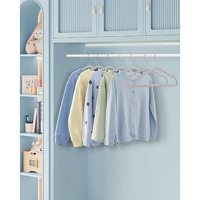 Kids Clothing Velvet Hangers with Swivel Hooks and Space-Saving Shape Set of 50