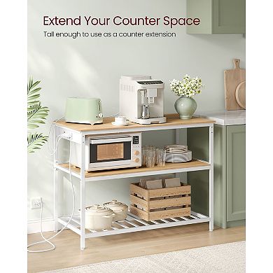 Multi-Use Kitchen Island with Shelves and Power Outlet 47" Work Surface