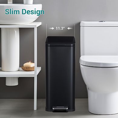 13 Gallon Slim Tall Stainless Steel Kitchen Trash Can with Removable Inner Bucket​