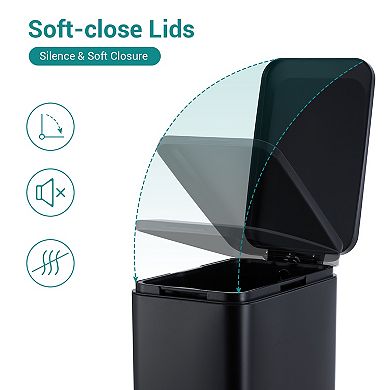 13 Gallon Slim Tall Stainless Steel Kitchen Trash Can with Removable Inner Bucket​