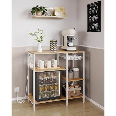 Kitchen Baker’s Rack with Power Outlet 4 AC Outlets, Adjustable Shelves